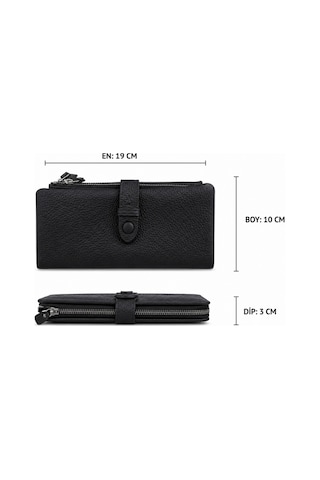 Alphaclub Bag Unisex Hakiki Deri Haki Renk Fermuarlı Çok Bölmeli Uzun Cüzdan