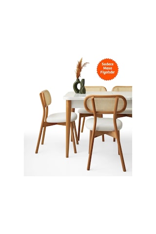 Kelebek Ortadan Açılır Büyüyen Yemek Masası Beyaz 80x130cm Beyaz