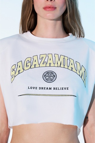 Sagaza Studio Ss6046 Sagaza Mıamı Baskılı Tshırt Beyaz-sarı