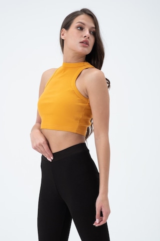 Quhox Kadın Kaşkorse Crop Atlet Sarı
