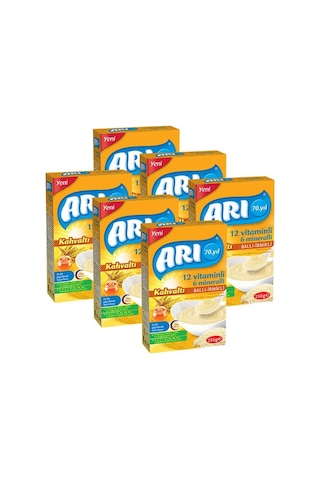 Arı Kahvaltı 12 Vitaminli 6 Mineralli Sütlü Ballı İrmikli 6+ Ay Pirinç Unu 6 x 250 G