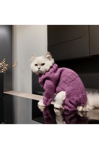 Kedi Ve Köpek İçin Yakalık Hediyeli Mor Işıltılı Balıkçı Tulum