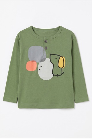 Minipomes Erkek Bebek Circle Mouse Penye Sweatshirt Gri