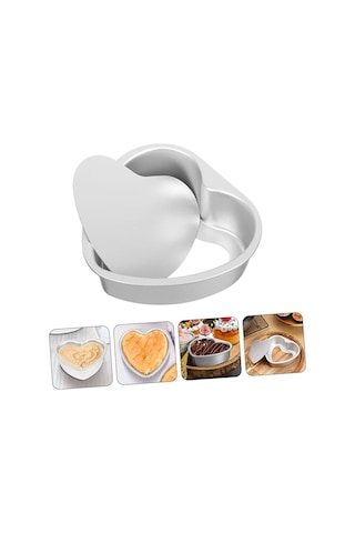 Kek Kalıbı Kalpli Bisküvi Kalp Şeklinde Alüminyum 1 Adet Ağız Çapı 20 Cm Yükseklik 5,5 Cm Gri