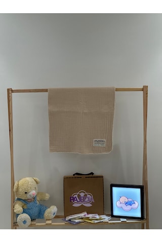 Organik Pamuk 4 Kat Müslin Bebek Müslin & Çocuk Müslin Battaniyesi 100x120 CM Çoban Dikişli Bej