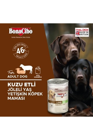 Jöleli Kuzu Etli Yaş Yetişkin Köpek Konserve Maması 400 Gr X 6 Adet