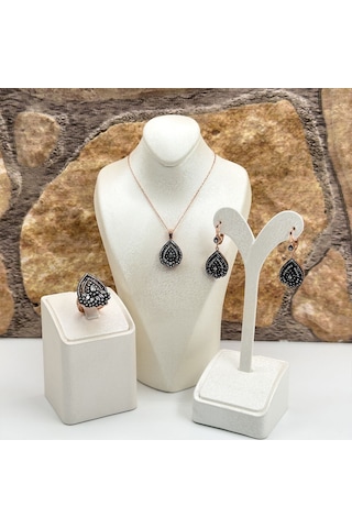 Elmas Montür Rosegold Özel Üretim Gümüş Set Takım - Lvrset07 Rose Gold