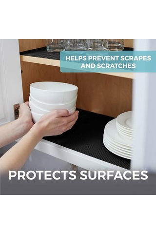 Folinda Pvc Ev Fantezi Matı - Kaymazsız, Kesilebilir, Dolap Ve Çekmece İçin - Siyah 2 Adet 30x150cm Siyah