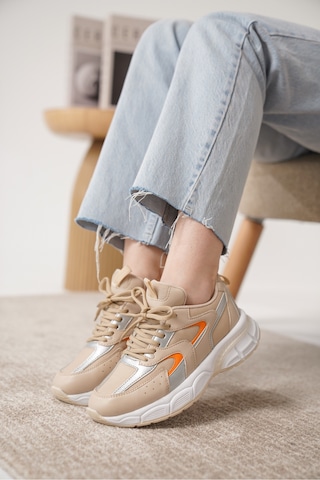 Daxtors Sameto Günlük Ortopedik Kadın Sneaker Spor Ayakkabı Bej