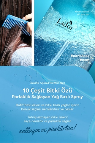 Lador Keratin İçeren Isı Koruyucu Onarıcı Çift Fazlı Saç Spreyi LADOR Keratin Layered Oil Hair Mist