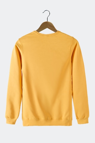 Erkek Hardal Bisiklet Yaka Basic Düz Sweatshirt HARDAL