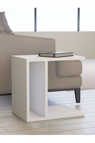 Detamob Fonksiyonel Yan Sehpa, Zigon Sehpa Mdf Beyaz