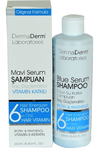 Dermaderm Mavi Serum Şampuanı Saç Güçlendirici Biotin Panthenol Vitamin E-keratin 250 ML