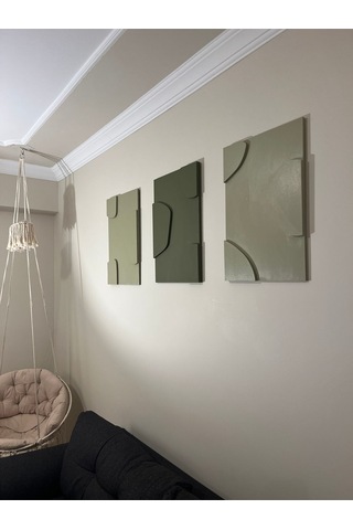 Cıgılwood Taşlar Ahşap Bohem Tablo 3 Set