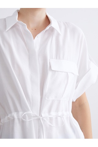 Lcwaıkıkı Classic Beyaz Modal Karışımlı Oversize Kadın Gömlek