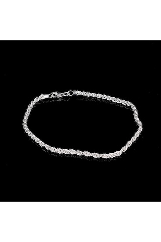 İpek Silver 925 Ayar Gümüş Halat Zincirli Erkek Bileklik Gümüş