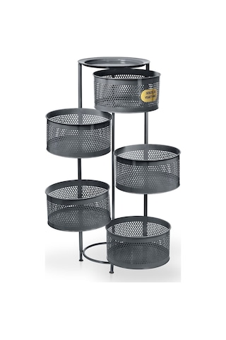 River World Tekerleksiz Rengi Antrasit Açılabilen 5 Katlı Çok Amaçlı Metal Raf Mutfak, Balkon, Kiler Çok Renkli