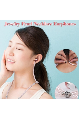 Takı İnci Kolye Mikrofonlu Stereo Kulaklık 3,5 Mm Kulak İçi Kulaklıklar Telefon Kızlar İçin Kablolu Kulaklıklar