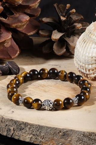 Ssilhoutte Doğaltaş Doğal Taş Kaplangözü Erkek Doğal Taş 925 Ayar Gümüş Güç Cesaret Bilekliği Çok Renkli