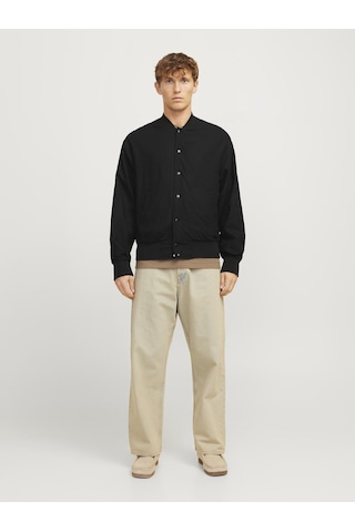 Beyzbol Yaka Nervürlü Mansetler Otw Bomber Ceket - Ario - 12268716 Black