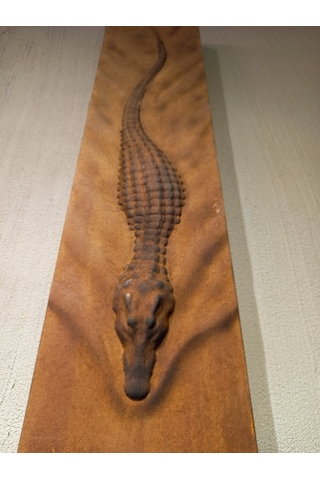 Rustik Tarz Timsah Ahşap Oyma Sanat Eseri