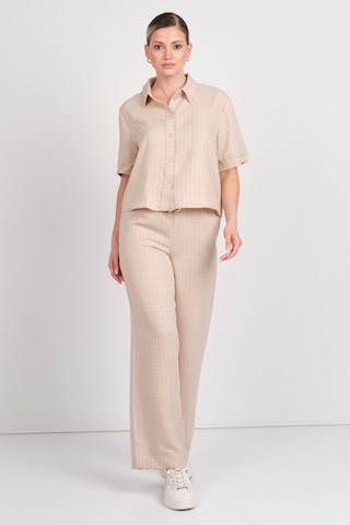 Jdy Kadın Jdypower Belden Bağlamalı Çizgili Bol Paça Pantolon 15347074 Bej Bej