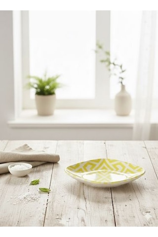 Tulu Porselen 19 Cm Mrt Kayık Tabak Dbsarı Kilim D Sarı