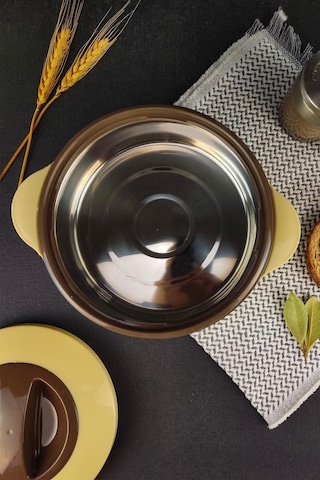 Digithome Paslanmaz Çelik Hazneli Yemek Termosu 1000 ML Bej - Ckr3149