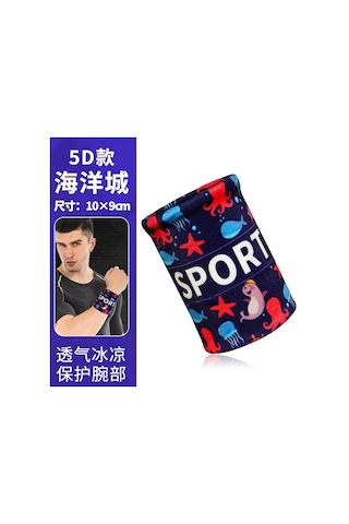 M-1pcs Renkli Baskı Unisex Spor Ter Bandı Bileklik Bilek Koruyucu Koşu Badminton Basketbol Brace Havlu Kumaş Ter Bantları-1pcs Okyanus Çok Renkli