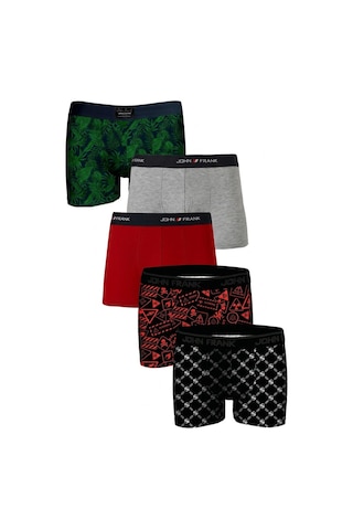 John Frank Logolu Pamuklu 5'li Paket Boxer Erkek Boxer Jfbs5 Yeşil-gri-kırmızı-sturuncu-sbeyaz Yeşil-gri-kırmızı-sturuncu-sbe