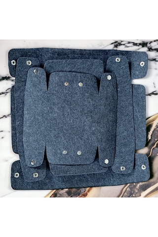 3'lü Keçe Sandal Organizer Set, Çıtçıtlı Düzenleyici Kutu Siyah