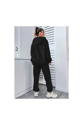 Tarzsokak Siyah Usa Dijital Baskılı Kışlık Unisex Eşofman Takımı
