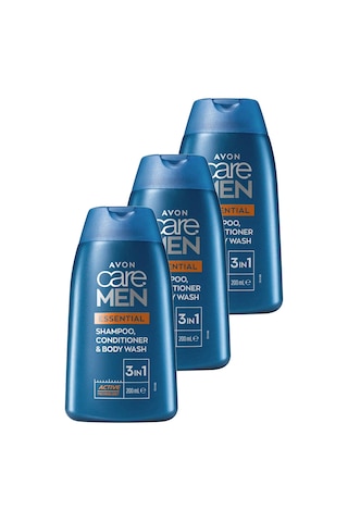 Avon Care Men Essential 3’ü 1 arada Şampuan Bakım Kremi ve Duş Jeli 3 x 200 ML