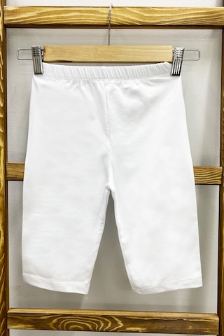 Kız Çocuk Kısa Tayt Düz Renk Beli Lastikli D27 Beyaz