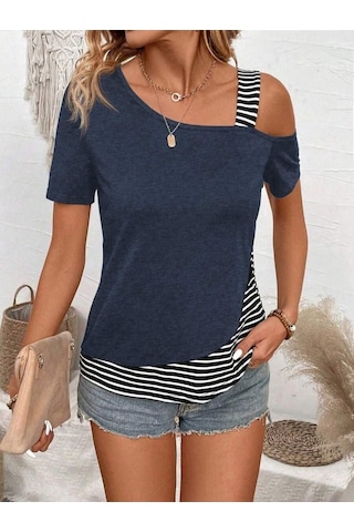 Kadın Kısa Kollu Omuzdan Askılı Viskon Bluz Karışık