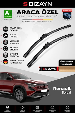 S-dizayn Renault Boreal Ön Cam Silecek Seti 2025 Üzeri Premium Araca Özel 60-45 Cm A+ Kalite