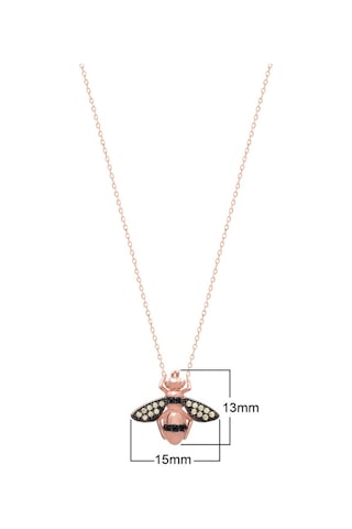 Zirkon Taşlı Pırlanta Montür Rose Altın Kaplama Arı Gümüş Kolye