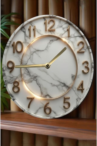 Mermer Desenli 3d Görünümlü Mdf Duvar Saati 33 Cm Şık Ve Modern Tasarım Sdw312 Renkli