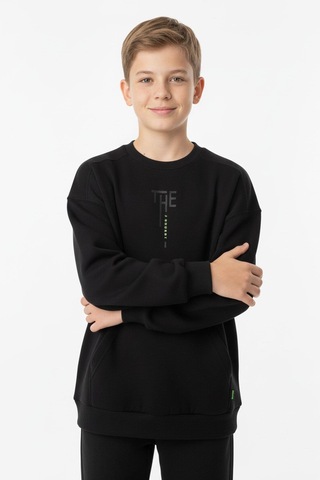 Kanguru Cepli Bisiklet Yaka Erkek Çocuk Sweatshirt-90904 Siyah