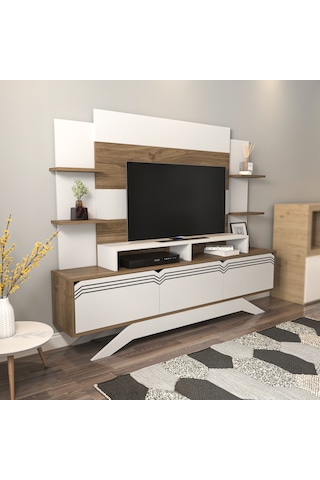 Decorotika Delpi Tv Ünitesi Beyaz Ceviz Beyaz - Ceviz