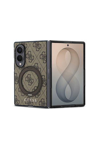 Samsung Galaxy Z Fold 8 Uyumlu Kılıf Guess Lisanslı M-safeli 360 Standlı Pu Klasik Yazı Logolu Kapak Kahve Kahverengi