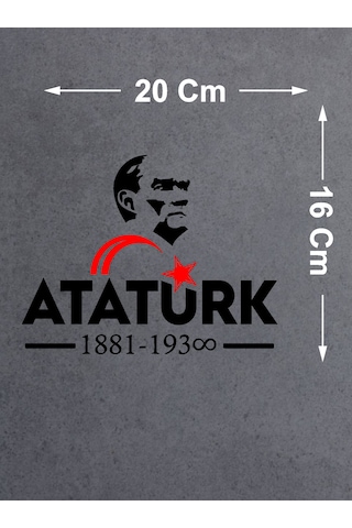Atatürk Ve Ay Yıldız Sticker - Atatürk Yazısı Araba Oto Motosiklet Karavan Sticker - 00621 20x16 Cm