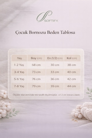 Softify Premium 350 Gsm %100 Pamuk Kapüşonlu Çocuk Bornozu Hızlı Emici Güvenli Kemerli - Puppy Açık Bej