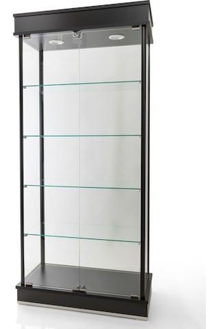 40x80xH175, Camlı Vitrin, Koleksiyon-Teşhir Vitrini, Acmv80Syh Siyah