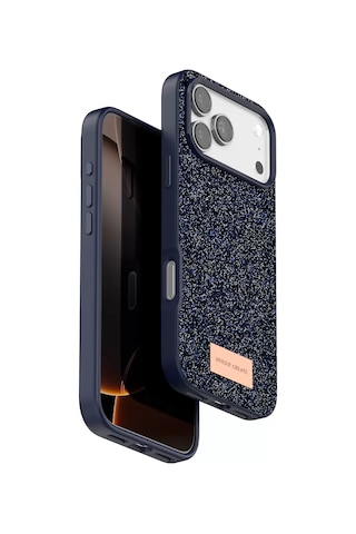 Onegif Apple iPhone Uyumlu  17 Pro Max Bright Simli Kapak - Mavi
