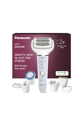 Panasonic Es-ey90 Kadın Islak/kuru Epilatörü, 60 Cımbızlı Çift Disk, 90 Dönebilen Başlık, 3 Hız Ve Led Işık, 30 Dk. Operasyon, Kablosuz, Epilasyon, Tıraş Ve Ayak Bakım Başlığı