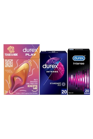 Durex Çoklu Erojen Bölge Uyarıcı+ Intense Uyarıcı Jelli &tırtıklı Prezervatif 20li+ Intense Jel 10ml