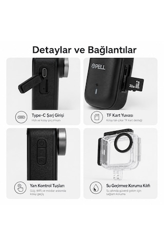 M11 4k Ultra Hd Wifi Aksiyon Kamerası, Ip65 Su Geçirmez Titreşim Önleyici Geniş Açılı Kamera Siyah