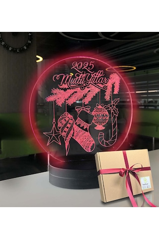 Yılbaşı Mutlu Yıllar 2025 3d Led Gece Lambası