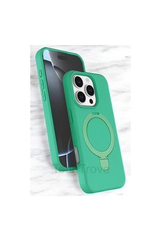 Apple Uyumlu iPhone 16 Pro Max Kılıf Soft Tasarım Magsafe Halka Stand İçi Kadife Kapak